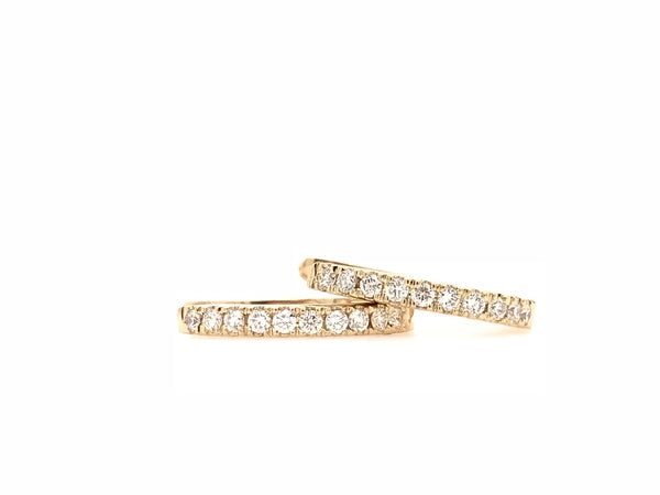 9CT YELLOW GOLD DIAMOND HOOP EARRINGS HAND CRAFTED