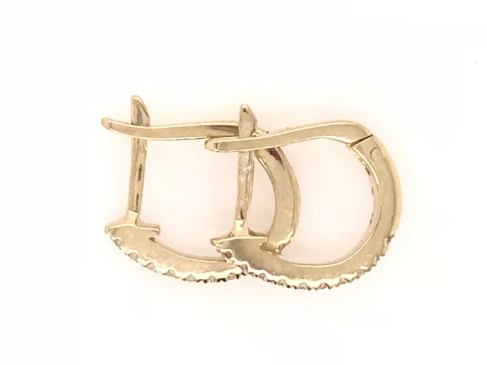 9CT YELLOW GOLD DIAMOND HOOP EARRINGS HAND CRAFTED