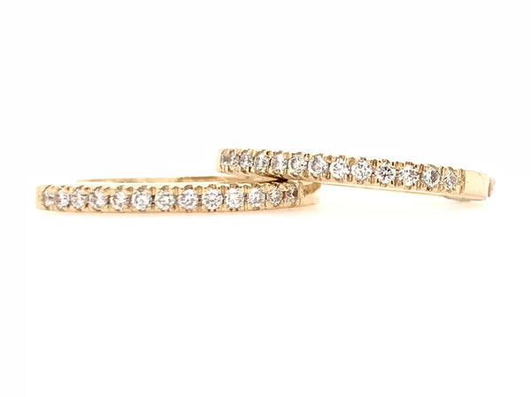 9CT YELLOW GOLD DIAMOND HOOP EARRING HAND CRAFTED