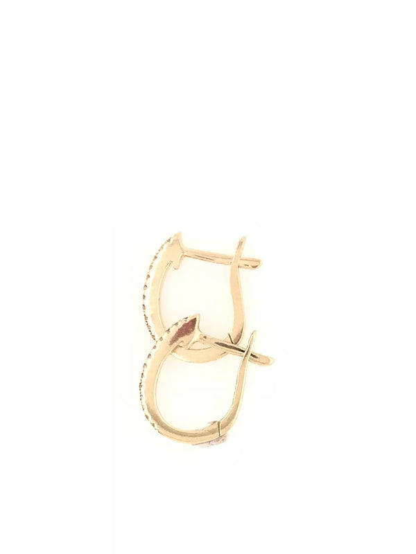9CT YELLOW GOLD DIAMOND HOOP EARRING HAND CRAFTED