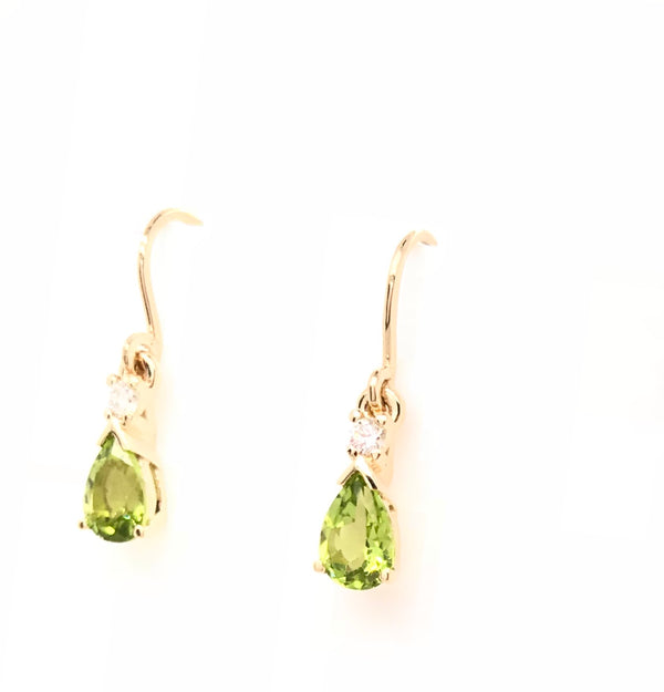 9CT YELLOW GOLD GEM STONE SHEPHERD HOOK EARRINGS HAND CRAFTED 4