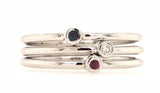 9CT WHITE GOLD BIRTHSTONE GYPSY SET SAPPHIRE RING STACKABLE  CHILD TO ADULT HAND CRAFTED