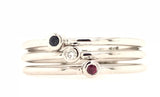 9CT WHITE GOLD BIRTHSTONE GYPSY SET SAPPHIRE RING STACKABLE  CHILD TO ADULT HAND CRAFTED