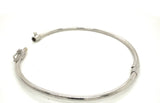 9CT WHITE GOLD SOLID TUBE BANGLE WITH HINGED HAND CRAFTED