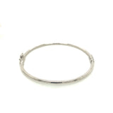 9CT WHITE GOLD SOLID TUBE BANGLE WITH HINGED HAND CRAFTED