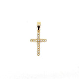 9CT YELLOW GOLD CROSS BRILLIANT CUT DIAMONDS CLAW SET HAND CRAFTED