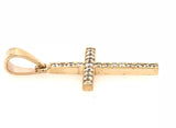 9CT YELLOW GOLD CROSS PAVE SET BRILLIANT CUT DIAMONDS HAND CRAFTED