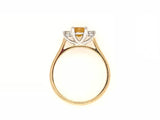 9CT YELLOW AND WHITE GOLD TRILOGY RING CLAW SET OVAL CUT NATURAL YELLOW SAPPHIRE AND BRILLIANT CUT DIAMONDS HAND CRAFTED