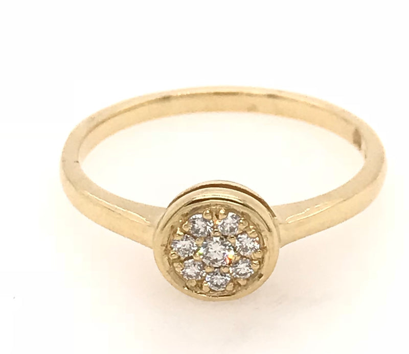 9CT YELLOW GOLD SPOT ME ROUND TOP RING PAVÉ SET BRILLIANT CUT DIAMONDS HAND CRAFTED