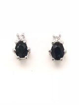 9ct White Gold Gem Stone Stud Earrings