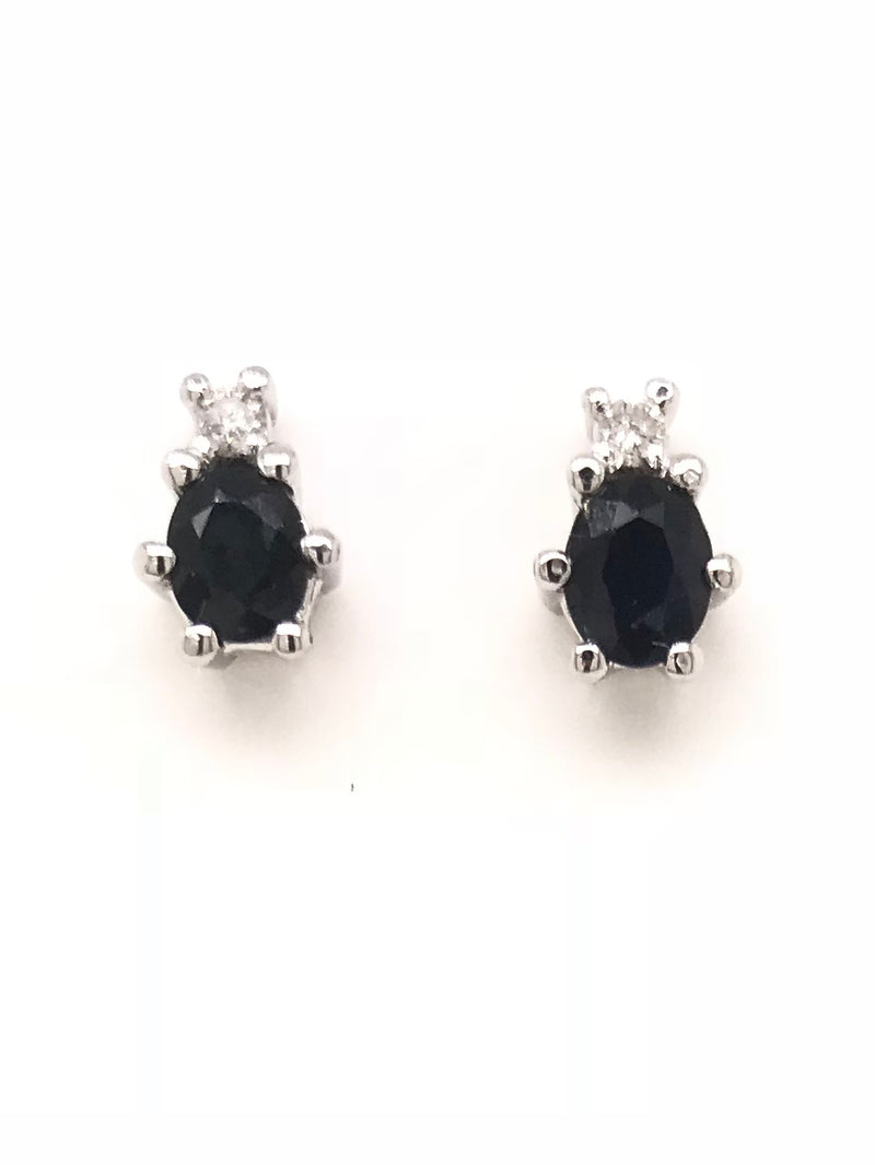 9ct White Gold Gem Stone Stud Earrings