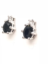 9ct White Gold Gem Stone Stud Earrings