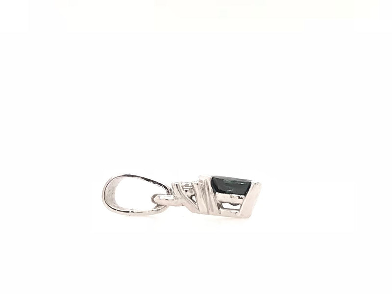 18CT WHITE GOLD BLUE SAPPHIRE AND DIAMOND PENDANT HAND CRAFTED 4