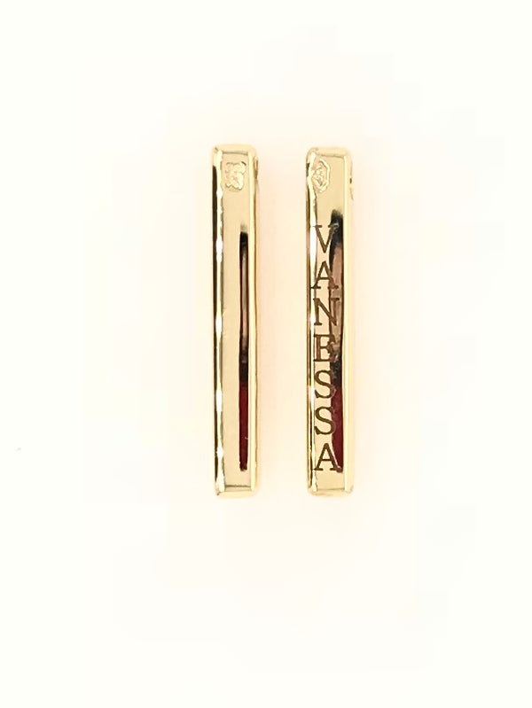 9CT YELLOW GOLD NAME TAG PENDANT RECTANGULAR HAND CRAFTED