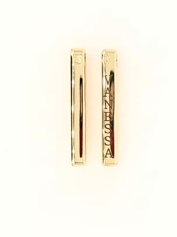 9CT YELLOW GOLD NAME TAG PENDANT RECTANGULAR HAND CRAFTED