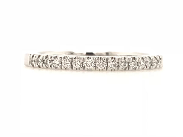 18CT WHITE GOLD WEDDING BAND / RING CLAW SET BRILLIANT CUT DIAMONDS HAND CRAFTED