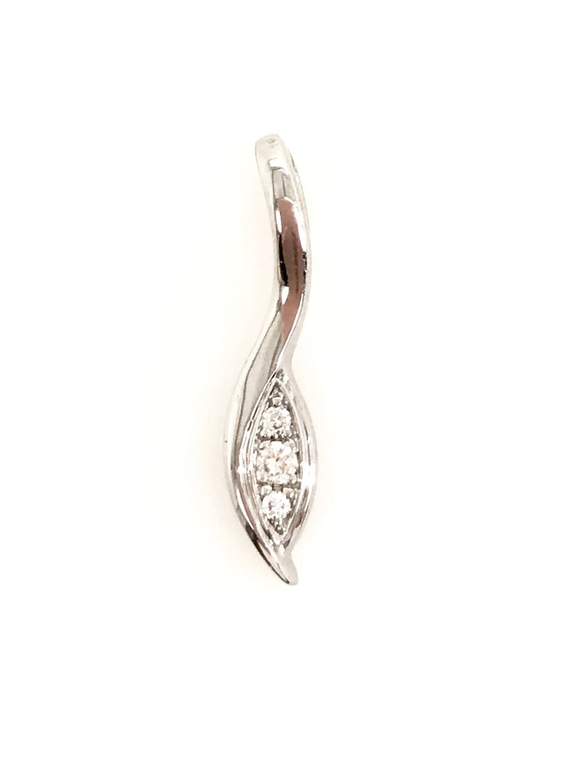 9CT WHITE GOLD TULIP DESIGN PENDANT PAVE' SET BRILLIANT CUT DIAMONDS HAND CRAFTED