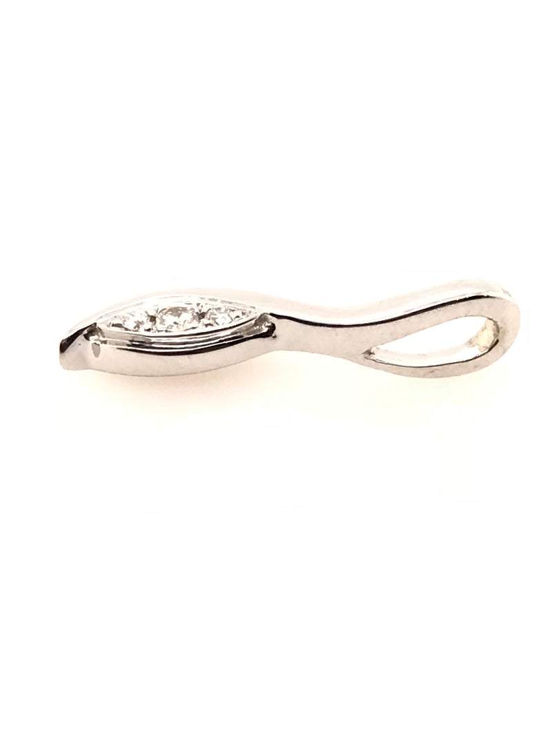 9CT WHITE GOLD TULIP DESIGN PENDANT PAVE' SET BRILLIANT CUT DIAMONDS HAND CRAFTED