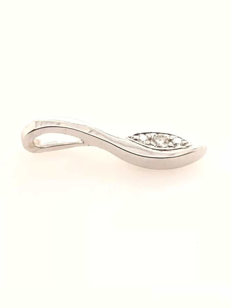9CT WHITE GOLD TULIP DESIGN PENDANT PAVE' SET BRILLIANT CUT DIAMONDS HAND CRAFTED