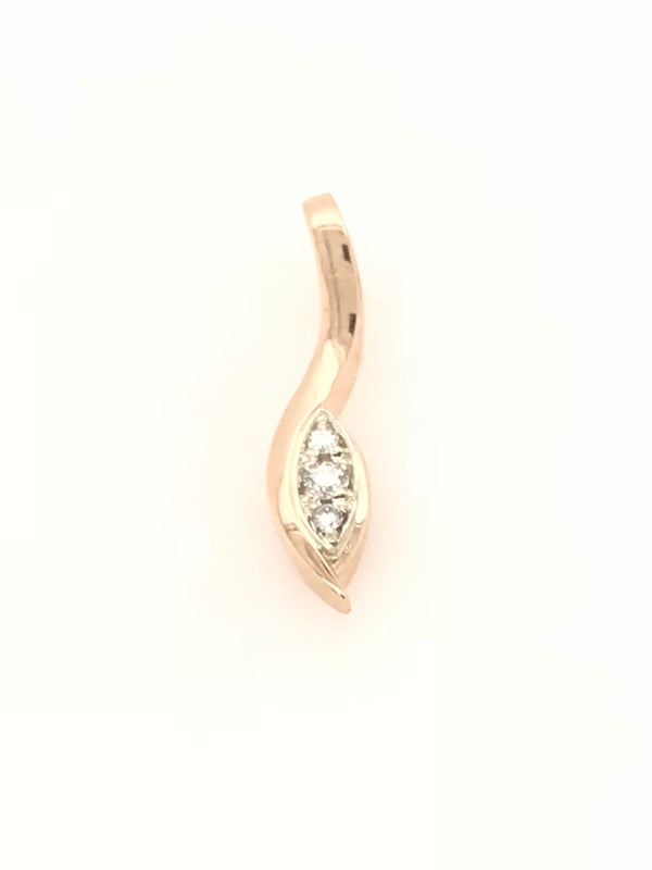 9CT ROSE GOLD TULIP DESIGN PENDANT BRILLIANT CUT DIAMONDS HAND CRAFTED 