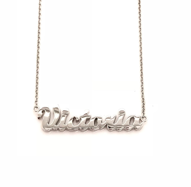 9ct White Gold Name Victoria Chain 