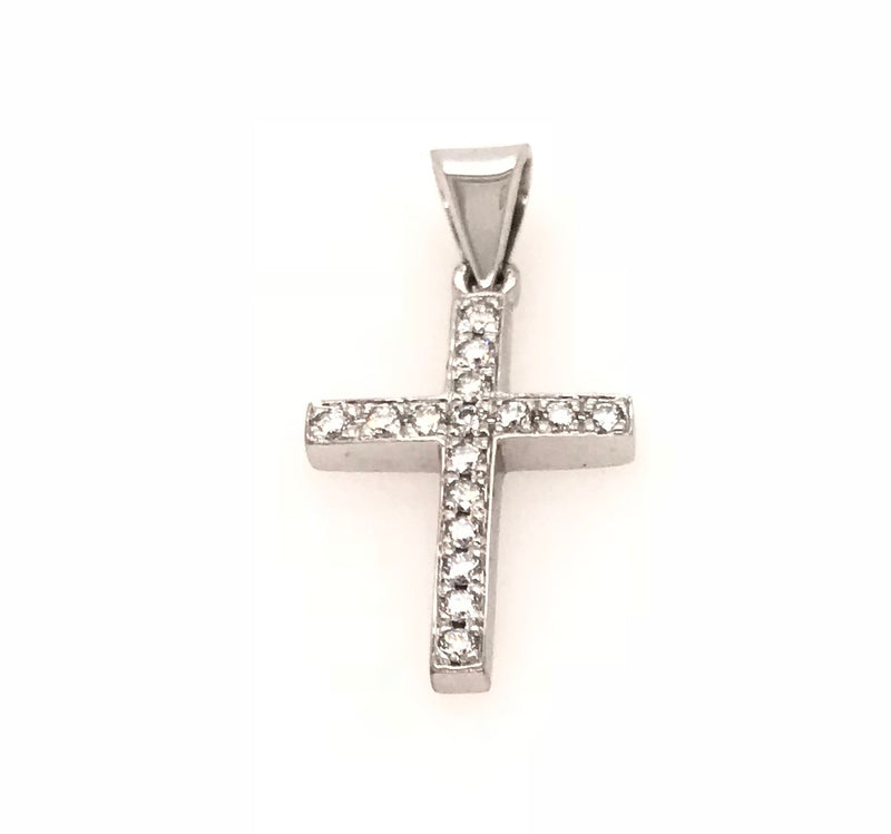 18ct White Gold Diamond Cross