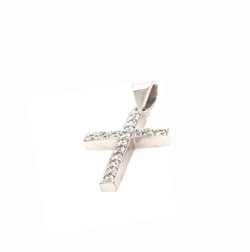 18ct White Gold Diamond Cross