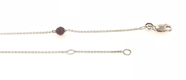9CT WHITE GOLD GARNET BEAD BRACELET 18CM LONG WITH EXTRA JUMPRING  AT 15.5CM HAND CRAFTED