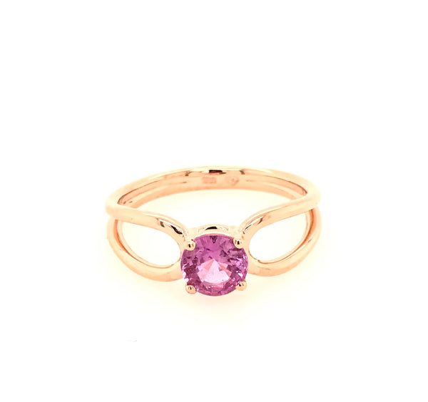 18CT ROSE GOLD CLAW SET CHILD / ADULT RING CLAW SET BRILLIANT CUT PINK SAPPHIRE HAND CRAFTED 