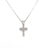 18CT WHITE GOLD CROSS WITH CHANNEL SET DIAMONDS HAND CRAFTED