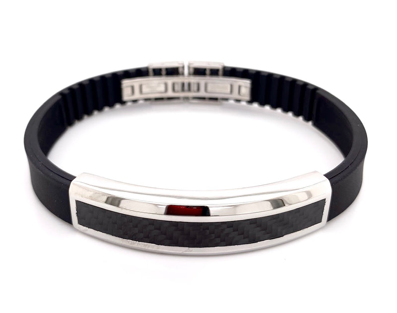 S/Steel and Rubber bracelet carbon fibre 