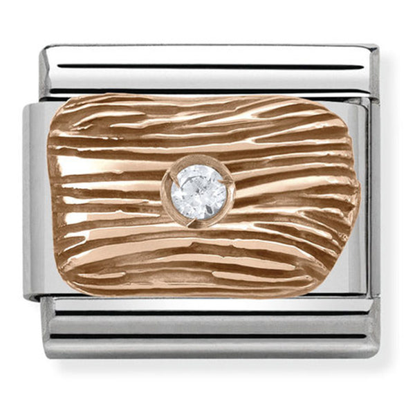 Classic Composable Link 9ct Rose Engraved top with Cubic Zirconia