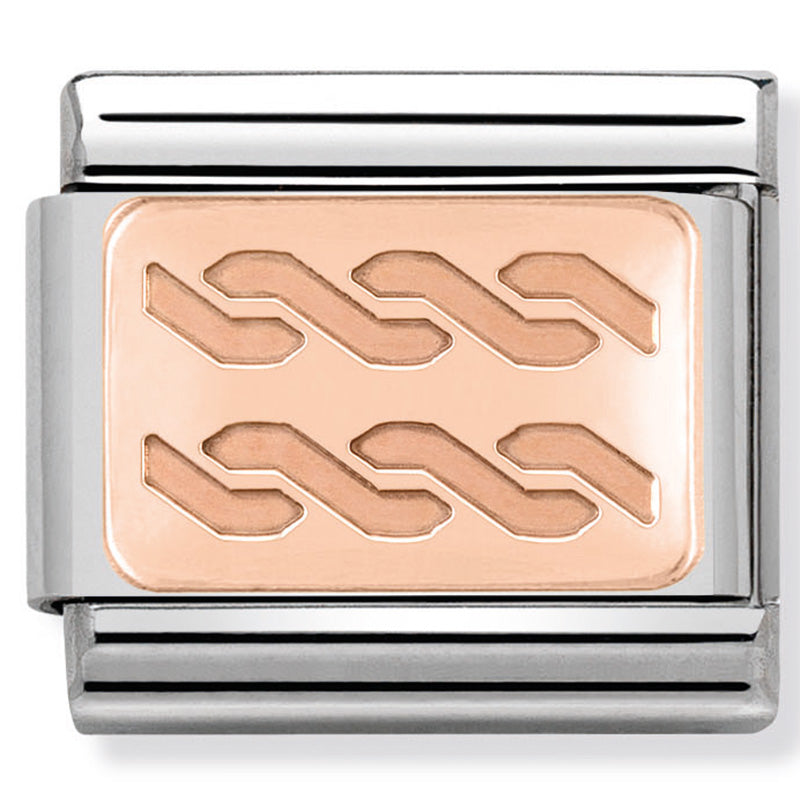 Classic Composable Link 9ct Rose Engraved Wave