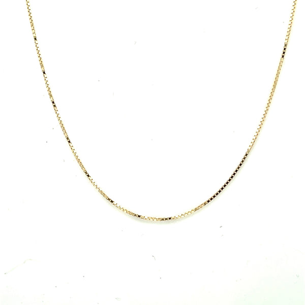 9CT YELLOW GOLD BOX CHAIN 45CM LONG ITALIAN MADE