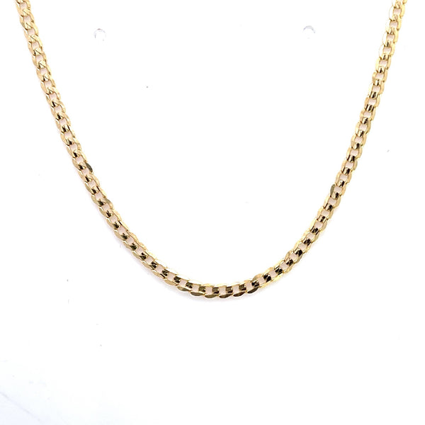 9CT YELLOW GOLD CURBY OVAL CONCAVE LINK CHAIN 55CM LONG ITALIAN MADE