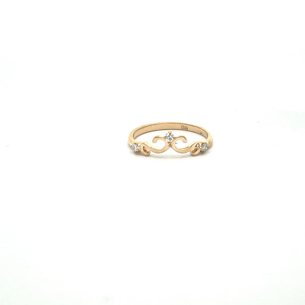 9CT YELLOW GOLD CROWN RING CLAW SET BRILLIANT CUT DIAMONDS HAND CRAFTED