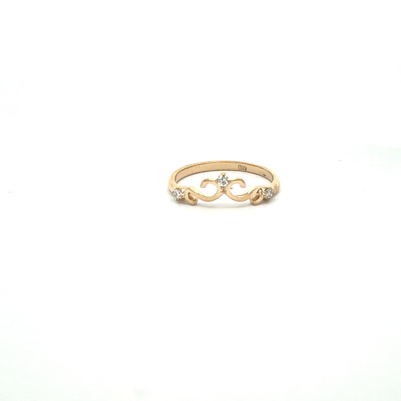 9CT YELLOW GOLD CROWN RING CLAW SET BRILLIANT CUT DIAMONDS HAND CRAFTED