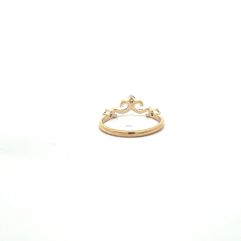 9CT YELLOW GOLD CROWN RING CLAW SET BRILLIANT CUT DIAMONDS HAND CRAFTED