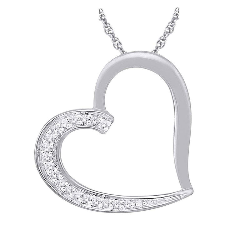 10CT WHITE GOLD MELTING HEART PENDANT PAVE'SET BRILLIANT CUT DIAMONDS IMPORTED 4