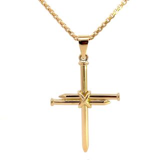 CROSS 18CT YELLOW GOLD 3 NAILS DESIGN HAND CRAFTED BY CRICELLI