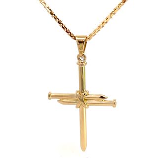 CROSS 18CT YELLOW GOLD 3 NAILS DESIGN HAND CRAFTED BY CRICELLI