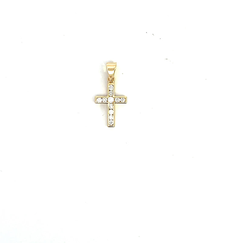 CROSS 18CT YELLOW GOLD CHANNAL SET 11 BRILLIANT CUT DIAMONDS 0.25CT