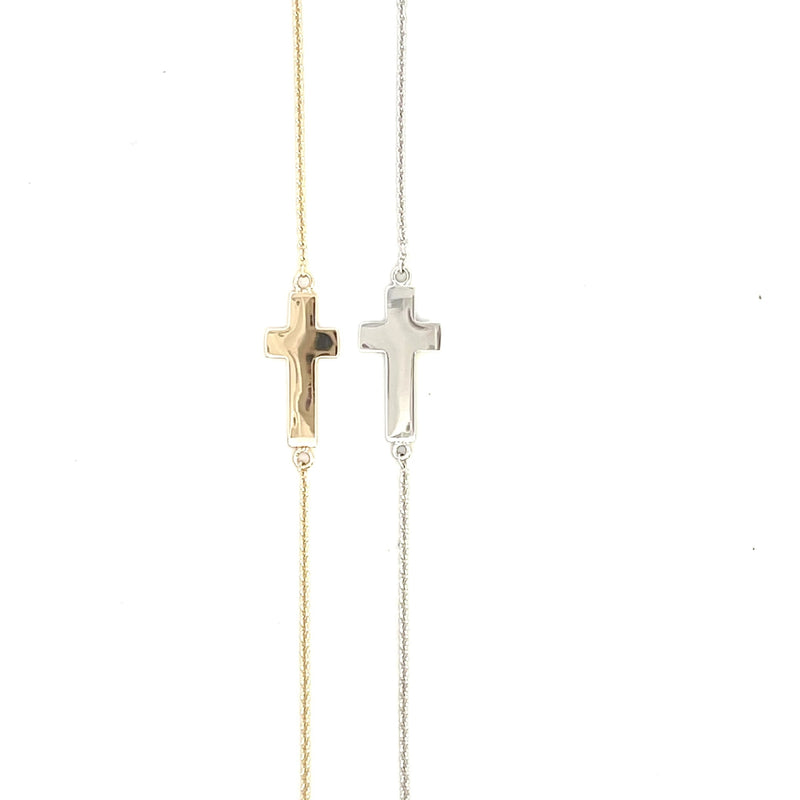 9CT YELLOW GOLD CROSS  BRACELET BELCHA LINK HAND CRAFTED