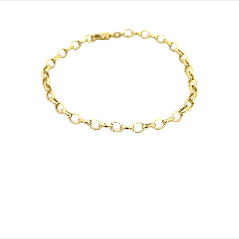 9CT YELLOW GOLD BELCHER LINK HOLLOW BRACELET  ITALIAN MADE