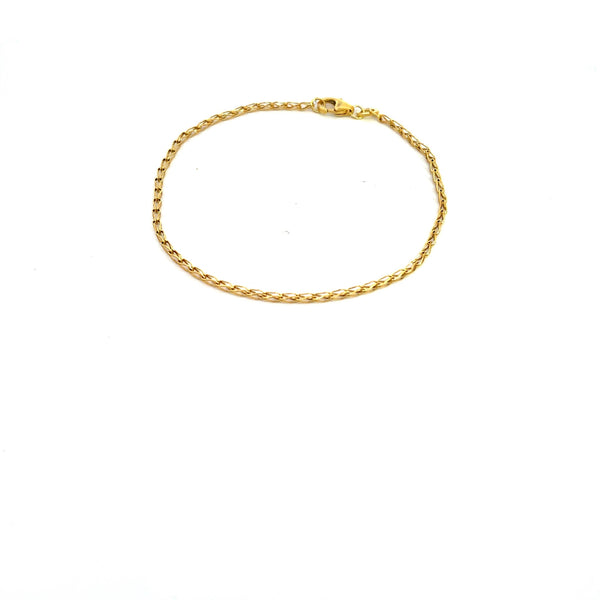 9ct YELLOW GOLD SPIGA BRACELET 18CM LONG ITALIAN MADE