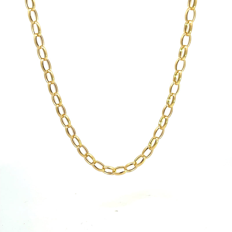 9CT YELLOW GOLD BELCHER LINK HOLLOW CHAIN 50CM LONG ITALIAN MADE