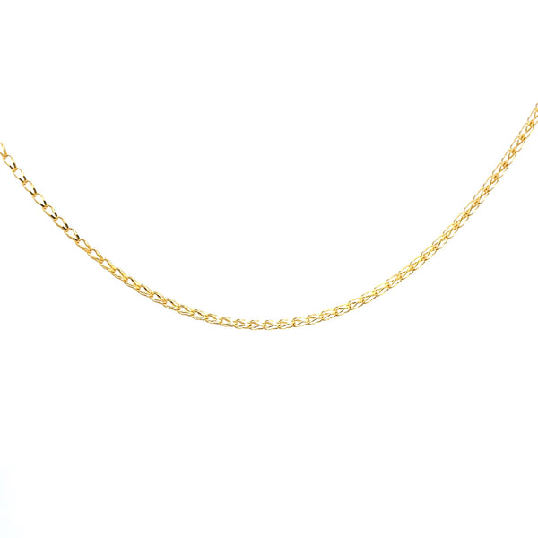 9CT YELLOW GOLD SPIGA / WHEAT CHAIN 45CM LONG ITALIAN MADE