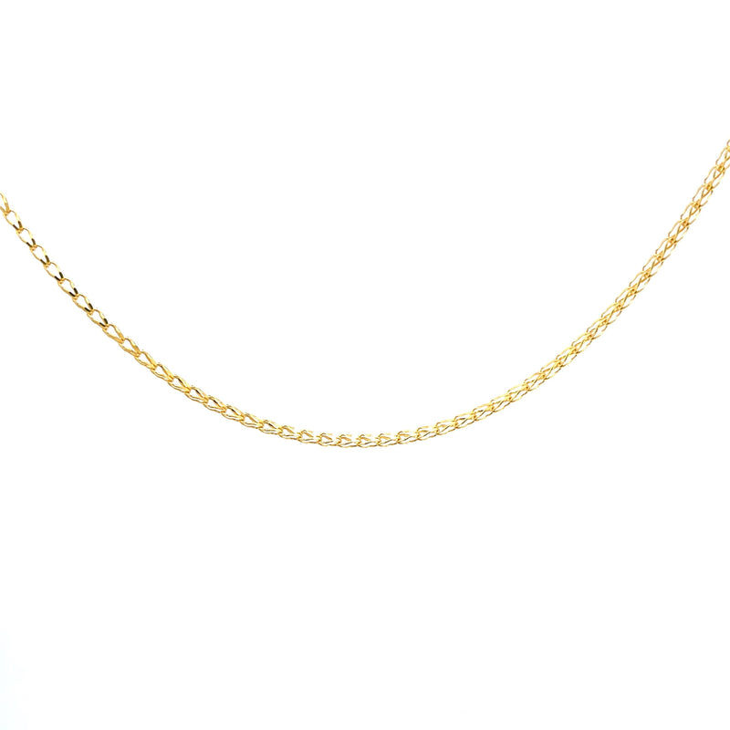 9CT YELLOW GOLD SPIGA / WHEAT CHAIN 45CM LONG ITALIAN MADE