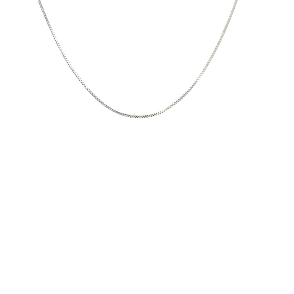 9CT WHITE GOLD BOX CHAIN 45CM LONG ITALIAN MADE