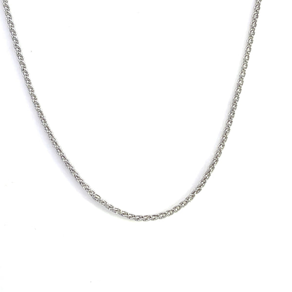 9CT WHITE GOLD SPIGA / WHEAT CHAIN 45CM LONG ITALIAN MADE